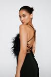 NastyGal Petite Feather Detail Lace Up Romper thumbnail 3