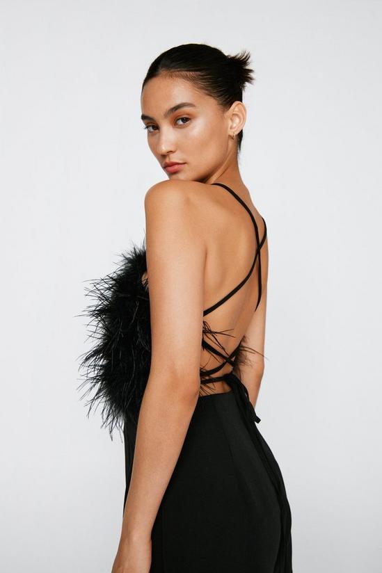 NastyGal Petite Feather Detail Lace Up Romper 3