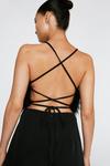 NastyGal Petite Feather Detail Lace Up Romper thumbnail 4