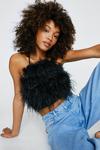 NastyGal Halterneck Feather Lace Up Back Top thumbnail 1