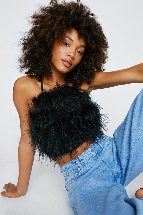 NastyGal Halterneck Feather Lace Up Back Top 1