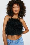 NastyGal Halterneck Feather Lace Up Back Top thumbnail 4