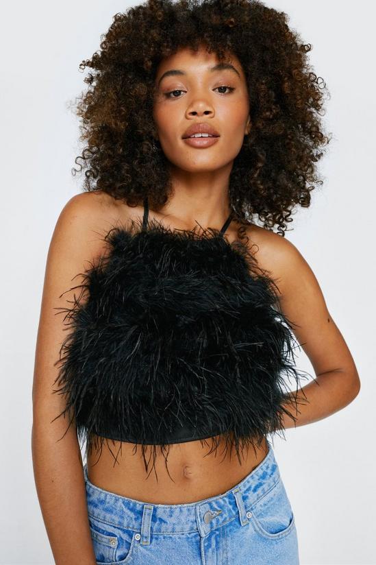NastyGal Halterneck Feather Lace Up Back Top 4