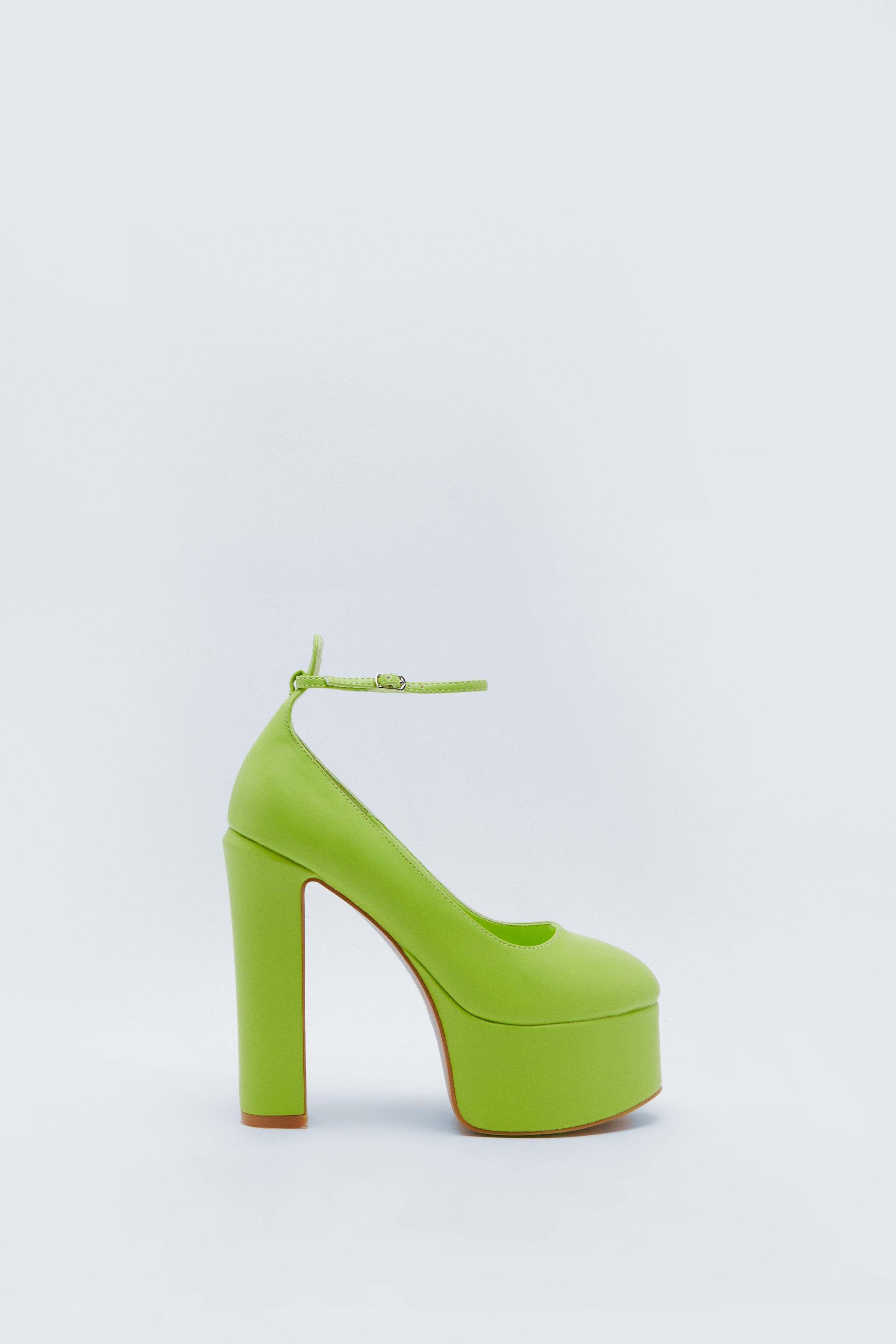 Neon yellow chunky store heels