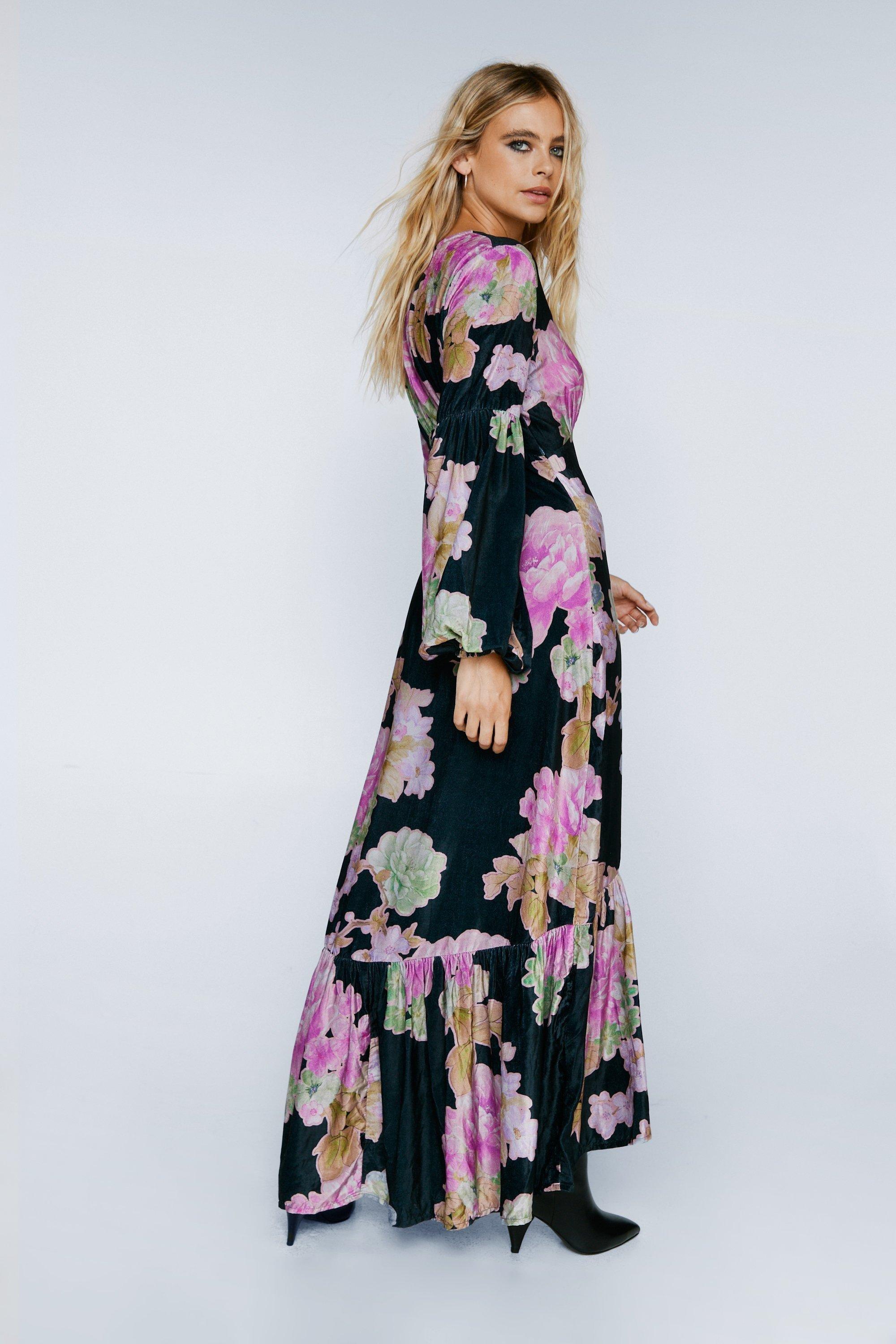 Velvet floral maxi on sale dress