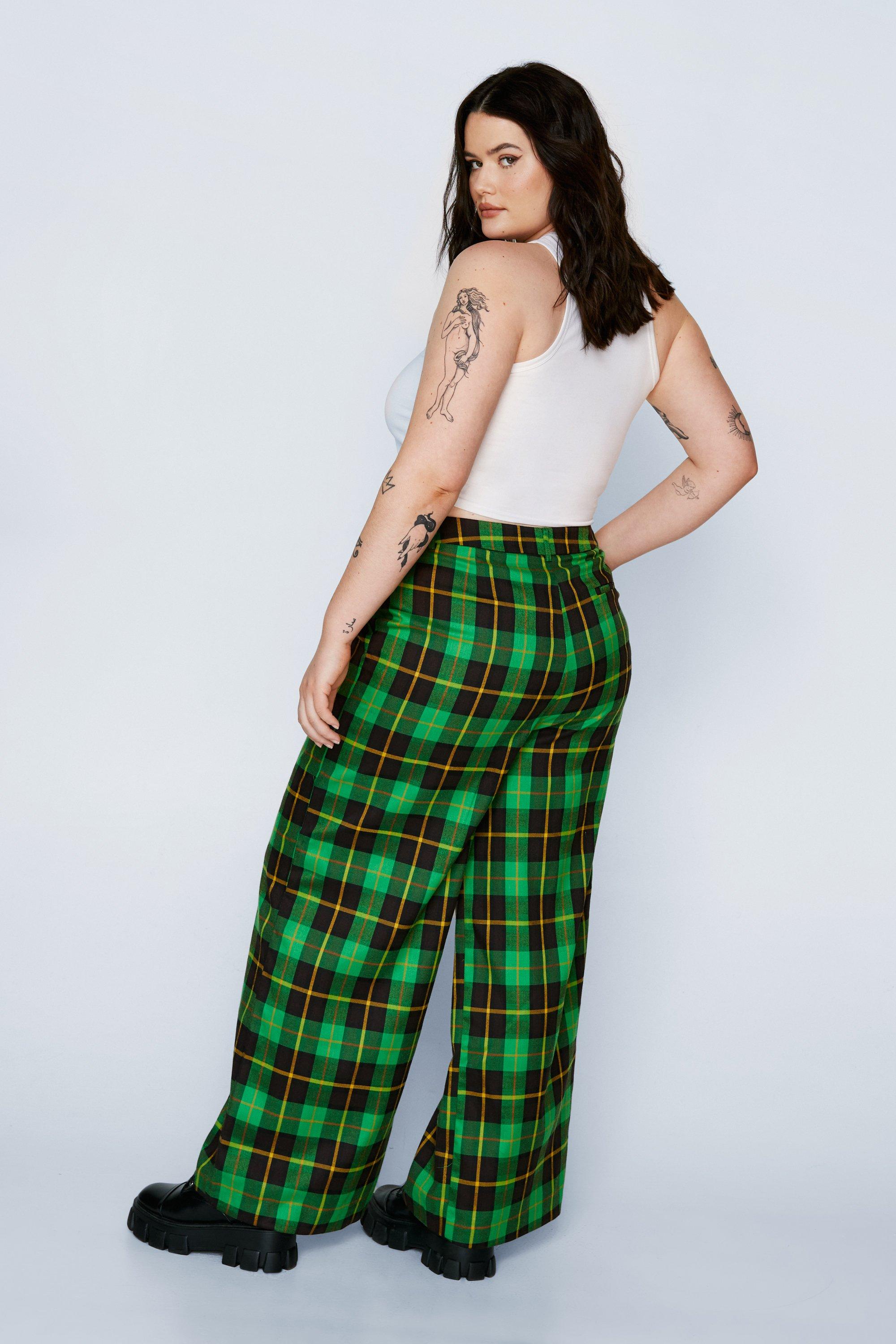 Plaid pants hot sale for plus size