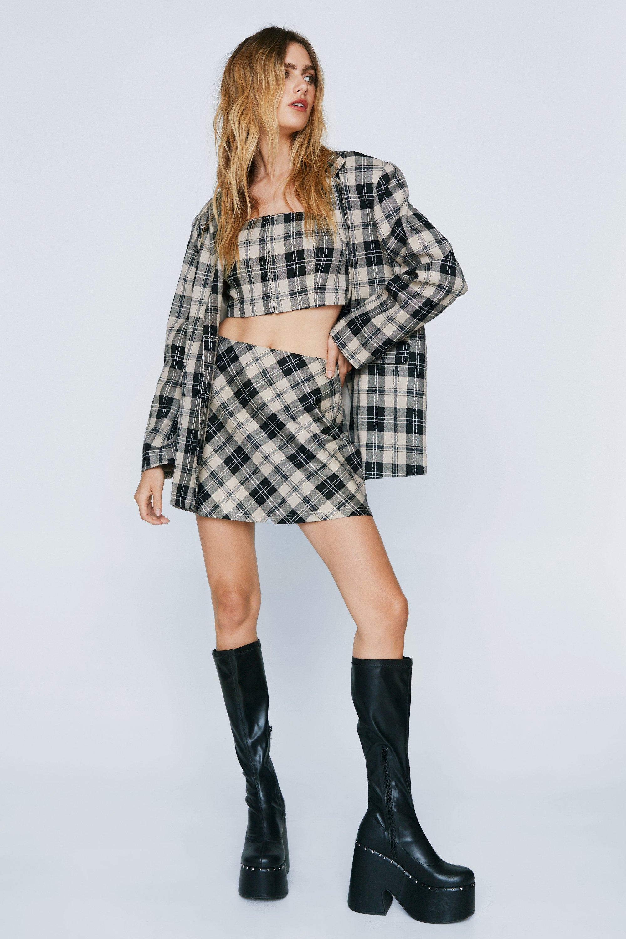 Plaid A Line Mini Skirt