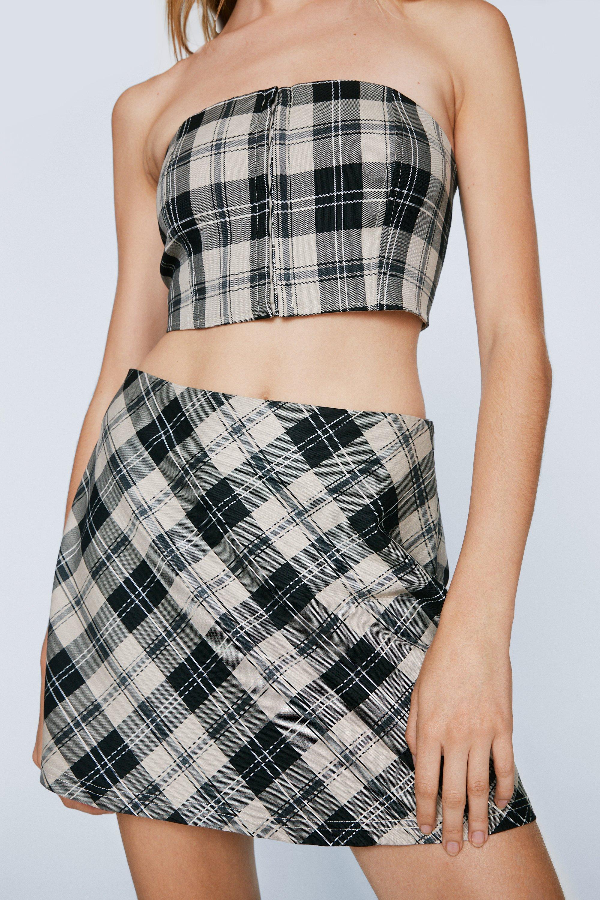 Plaid skirt boohoo best sale