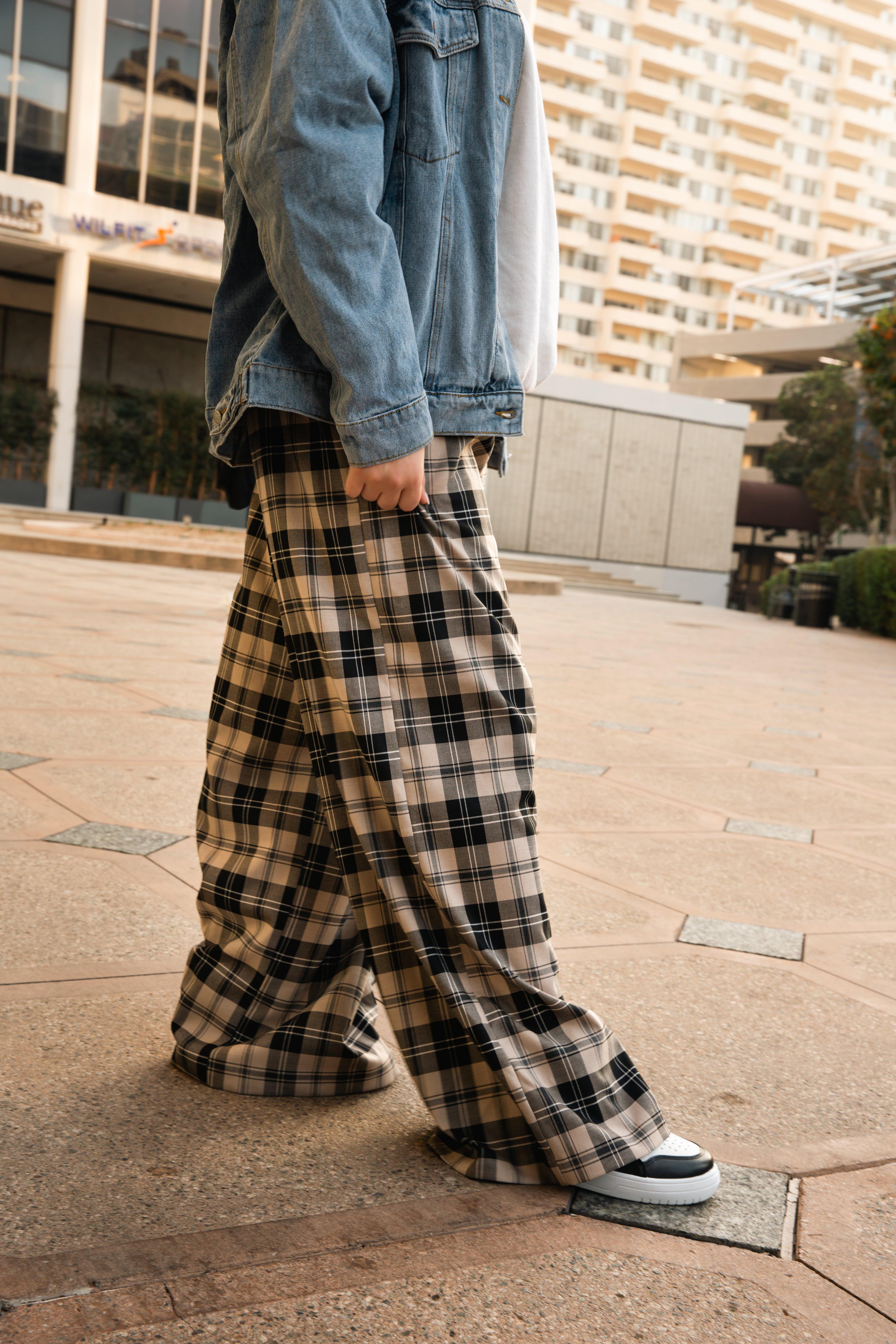 Wide cheap checkered pants