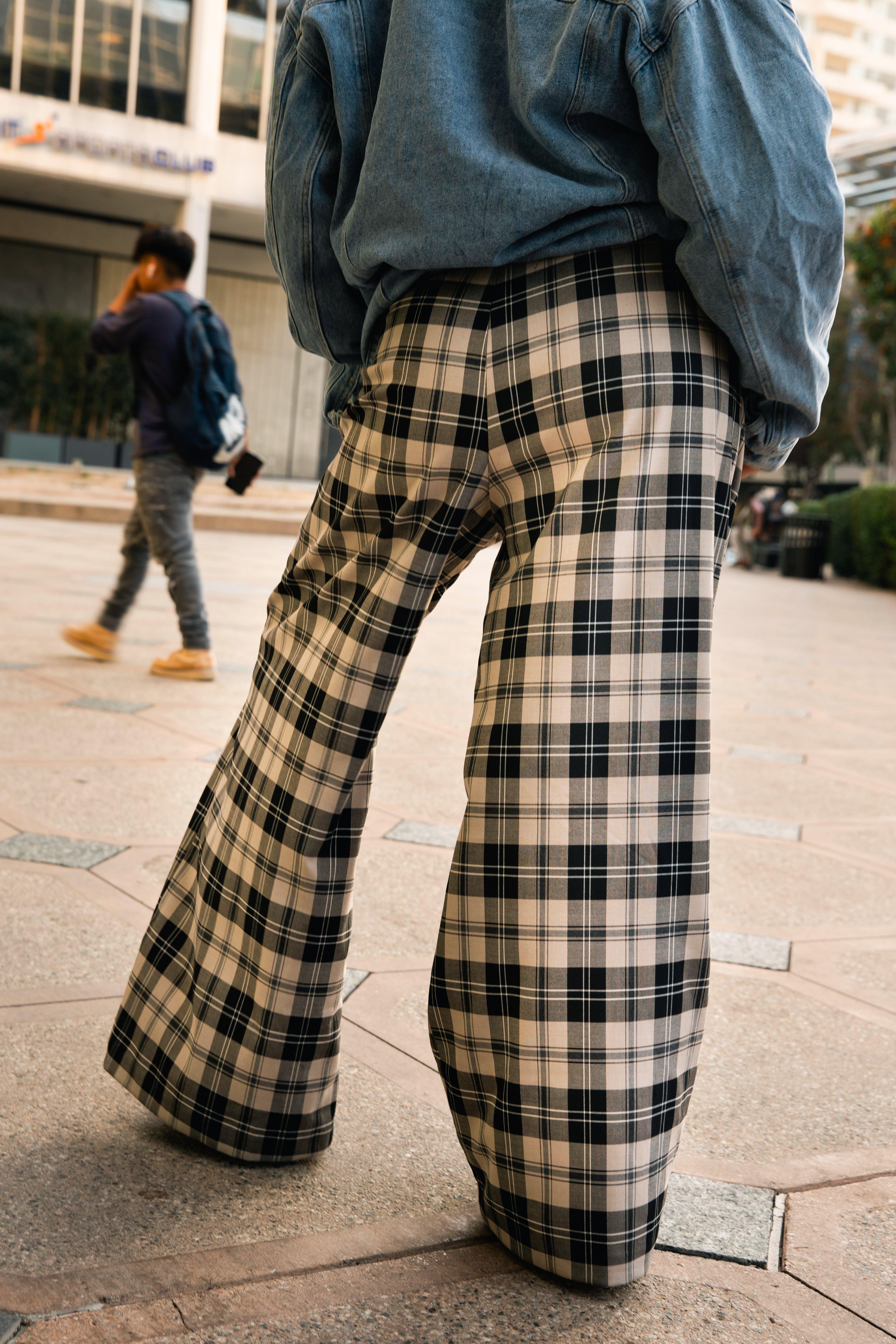 Fashion (White)Plaid Pants Women Y2k Plush Pants Checkered Pants