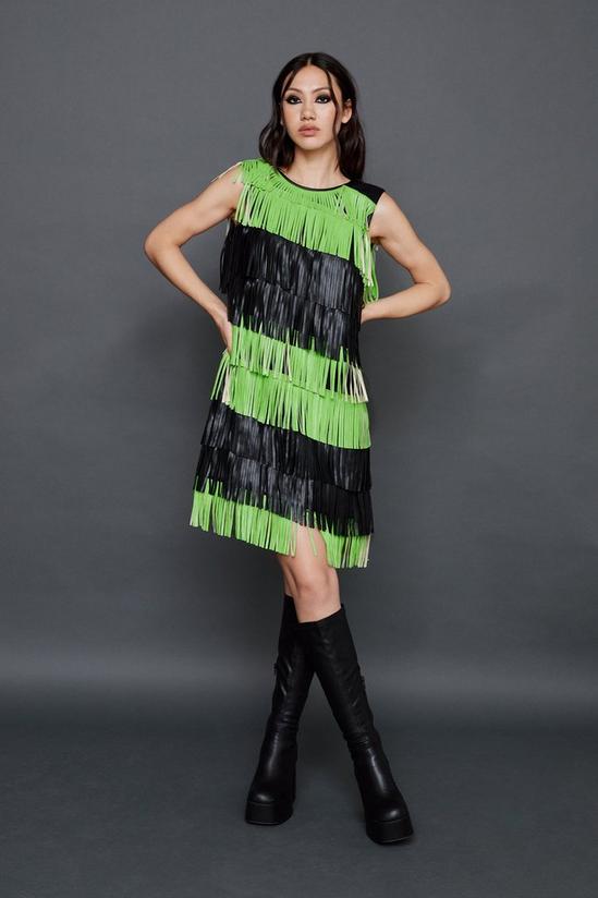 NastyGal Faux Leather Fringed Mini Dress 2