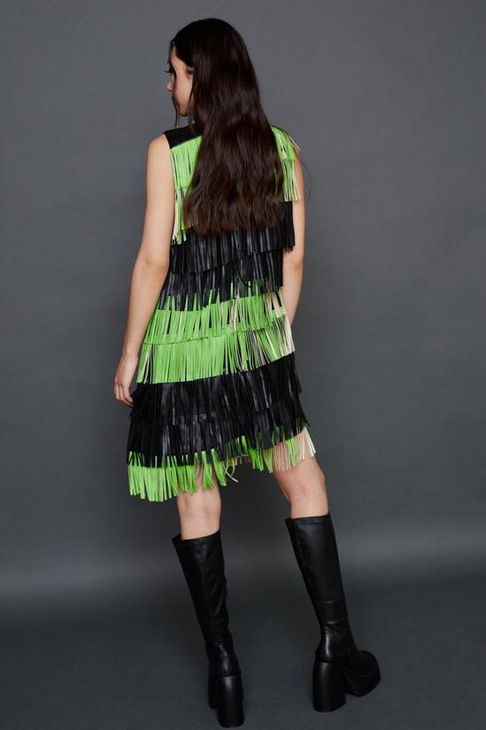 NastyGal Faux Leather Fringed Mini Dress 4