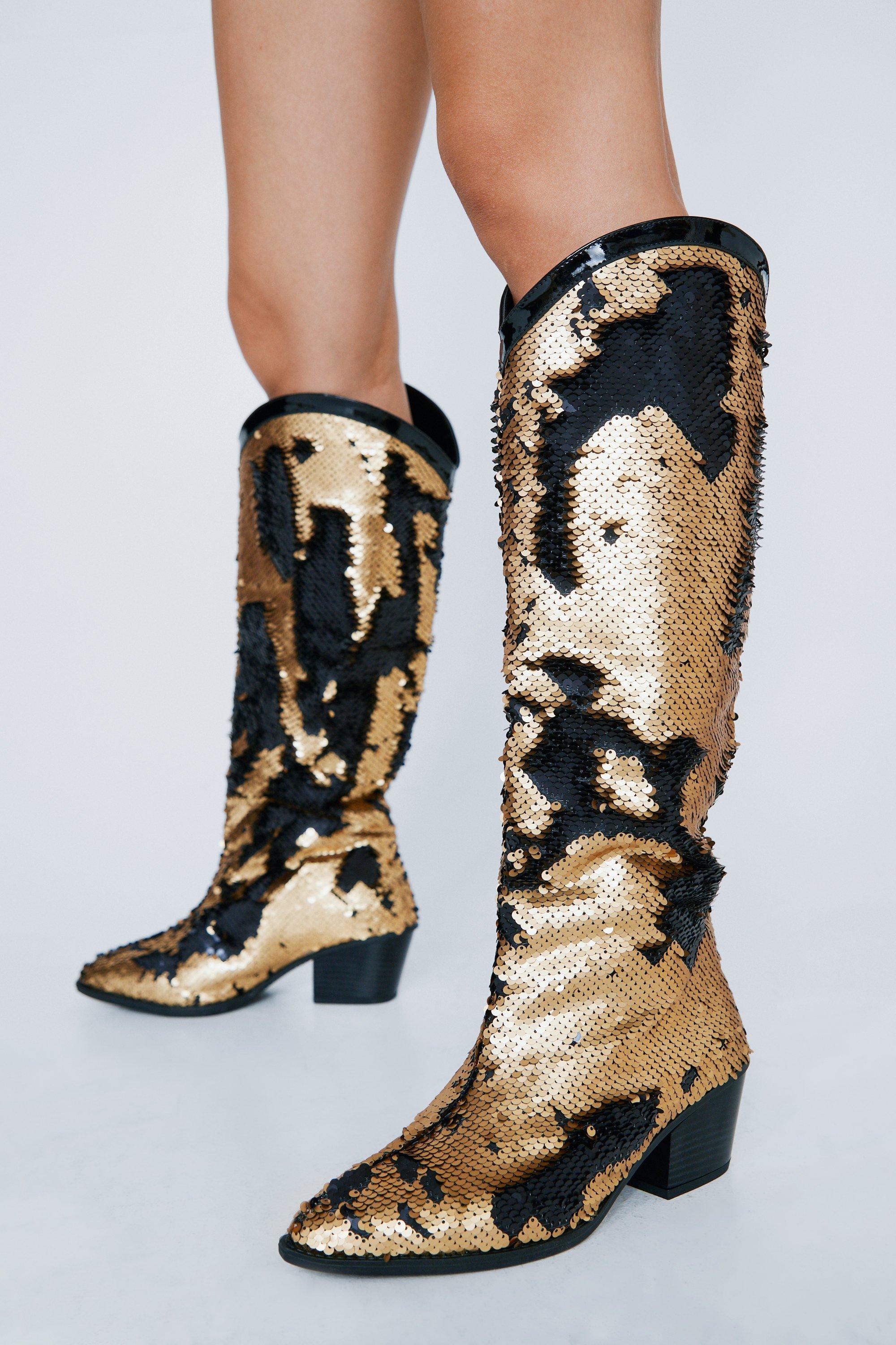 Sequin shop boots uk