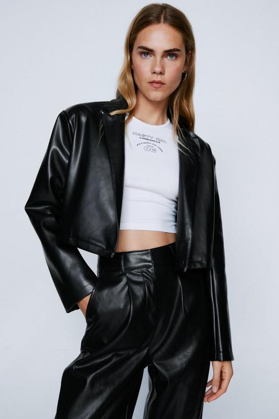 NastyGal Faux Leather Cropped Blazer 1