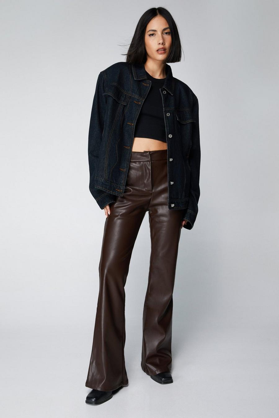 Chocolate Faux Leather Flares