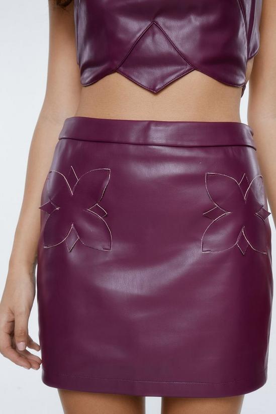 NastyGal Faux Leather Co-ord Floral Skirt 3