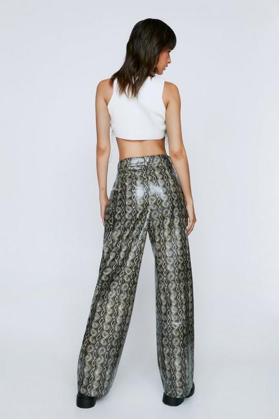 NastyGal Faux Leather Croc Print Wide Leg Trousers 4