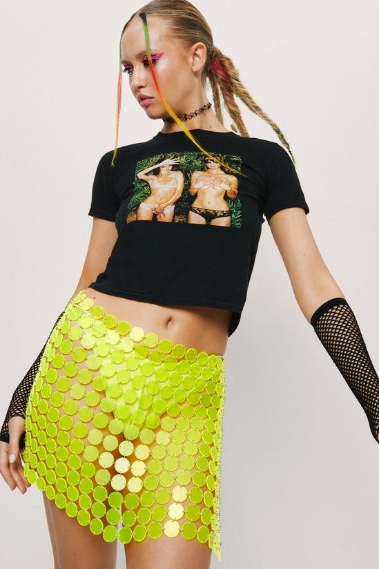 NastyGal Neon Disc Chainmail Sequin Mini Skirt 1