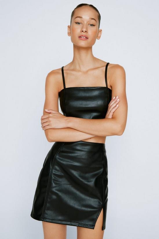NastyGal Faux Leather Strappy Cropped Bralette 2
