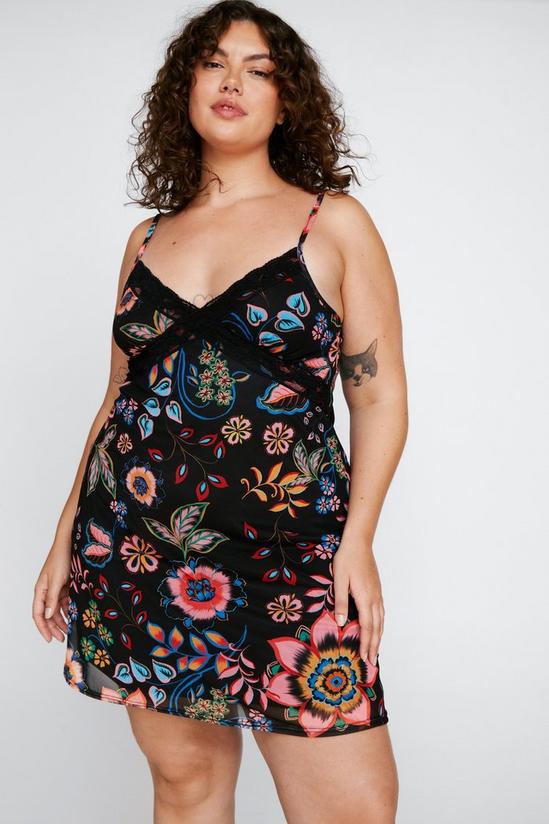 NastyGal Plus Size Floral Print Mesh Cami Dress 2