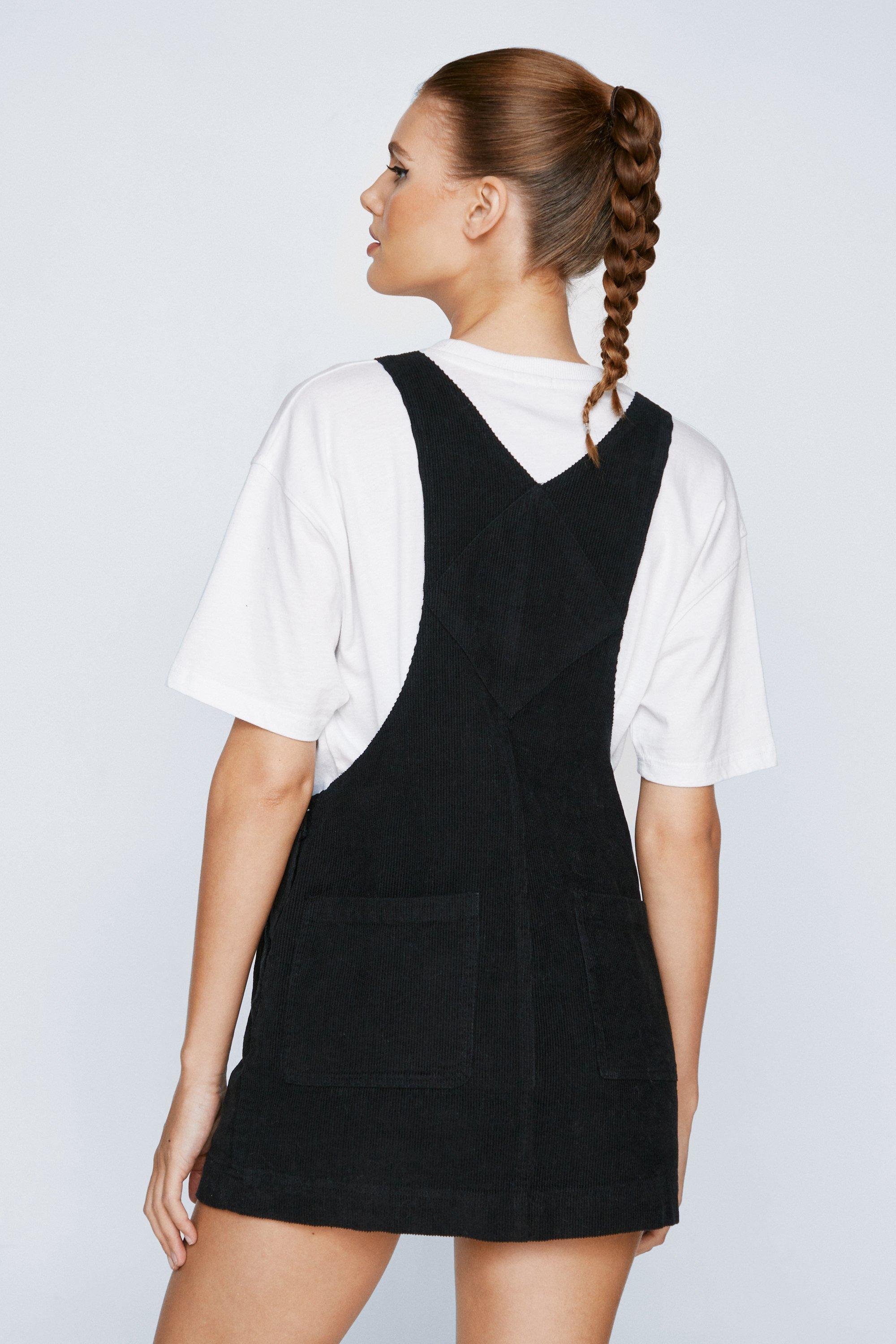 Cord Pocket Front Dungarees Mini Dress