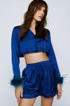 NastyGal Ombre Feather Cropped Shirt and Short Pyjama Set thumbnail 1