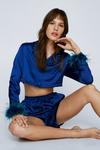 NastyGal Ombre Feather Cropped Shirt and Short Pyjama Set thumbnail 2