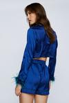 NastyGal Ombre Feather Cropped Shirt and Short Pyjama Set thumbnail 3