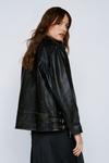 NastyGal Real Leather Oversized Zip Detail Moto Jacket thumbnail 4