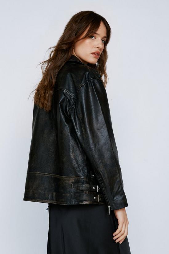 NastyGal Real Leather Oversized Zip Detail Moto Jacket 4