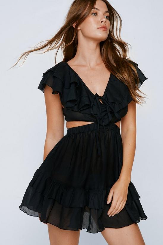 NastyGal Cotton Voile Ruffle Cover Up Mini Dress 2