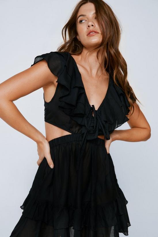 NastyGal Cotton Voile Ruffle Cover Up Mini Dress 3