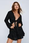 NastyGal Cotton Tie Front Top And Ruffle Short Set thumbnail 1