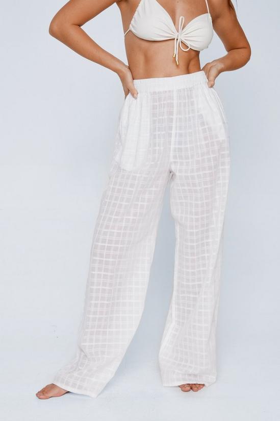 NastyGal Cotton Check Wide Leg Cover Up Trousers 2