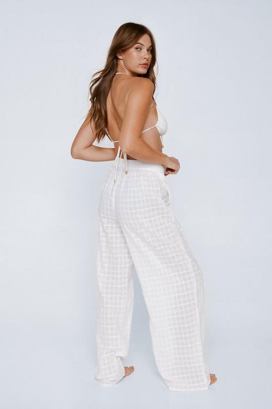 NastyGal Cotton Check Wide Leg Cover Up Trousers 4
