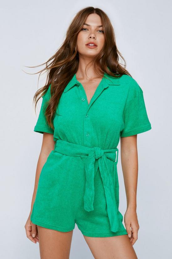 NastyGal Towelling Belted Cover Up Playsuit 3