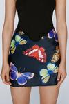 NastyGal Petite Butterfly Print Satin Mini Skirt thumbnail 1