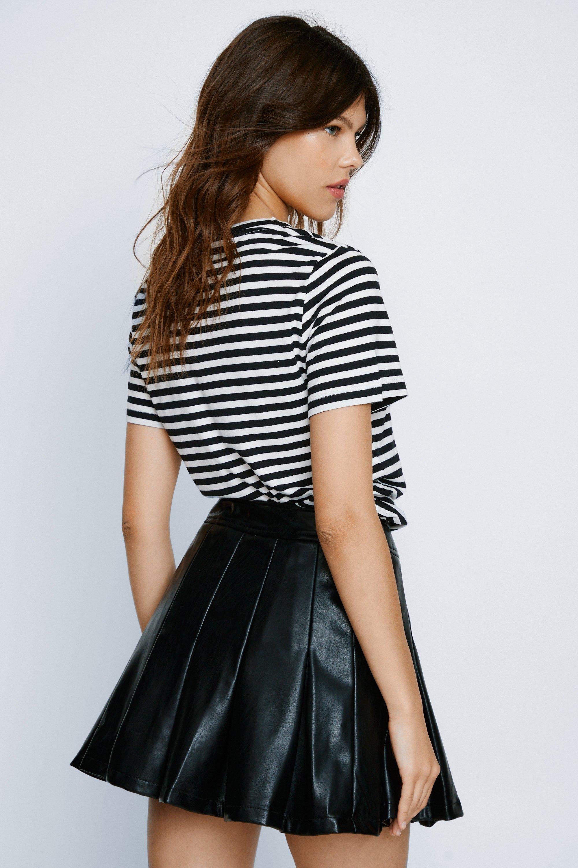 Faux Leather Pleated Mini Tennis Skirt