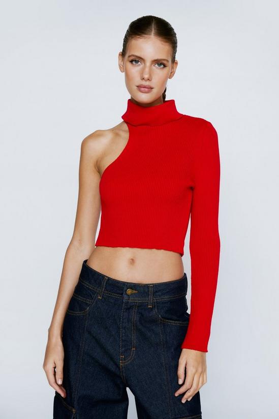 NastyGal Knitted High Neck One Sleeve Top 3