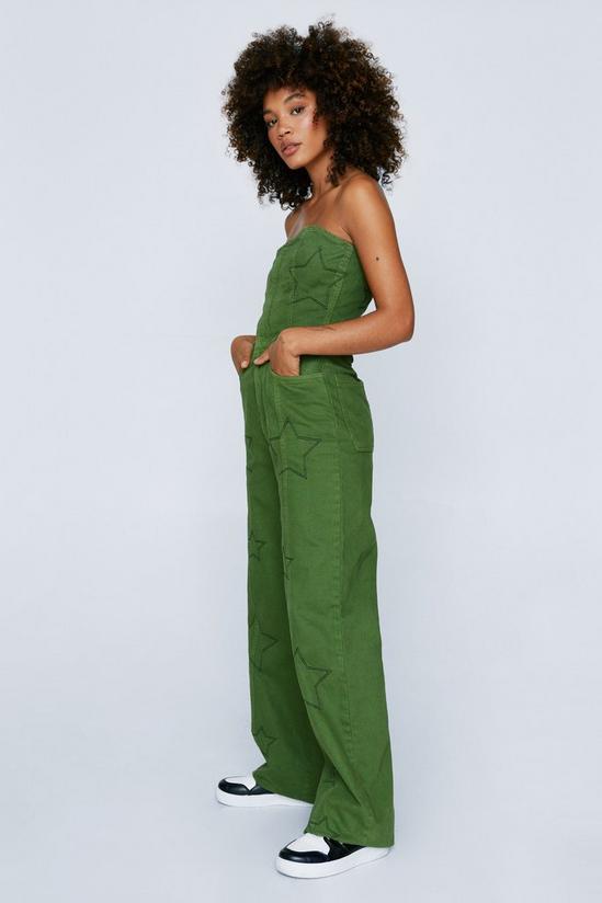 NastyGal Embroidered Star Twill Wide Leg Jumpsuit 3