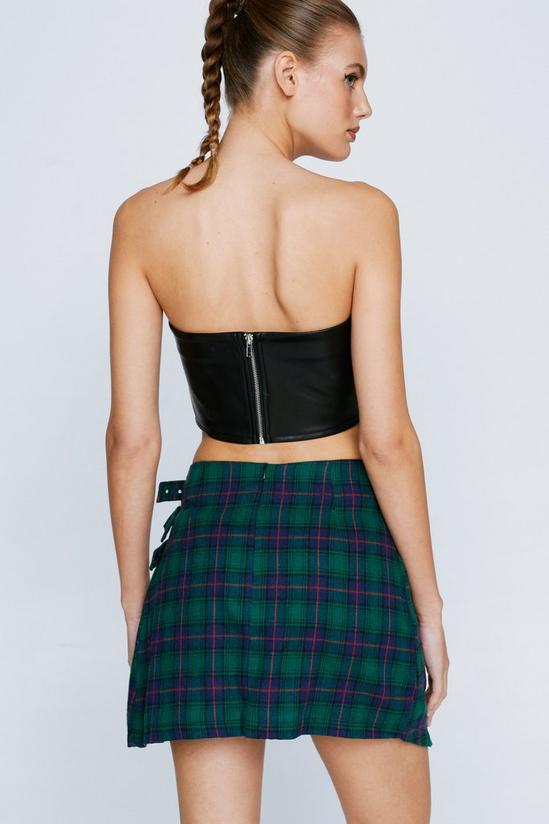 NastyGal Pleated Plaid Buckle Detail Mini Skirt 3