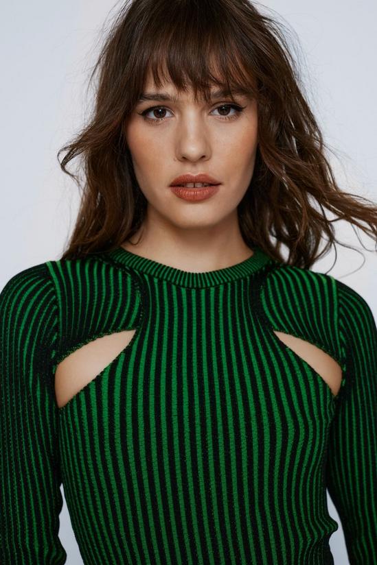 NastyGal Plated Knit Cut Out Long Sleeve Mini Dress 2