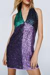 NastyGal Sequin Color Block Halterneck Mini Dress thumbnail 3