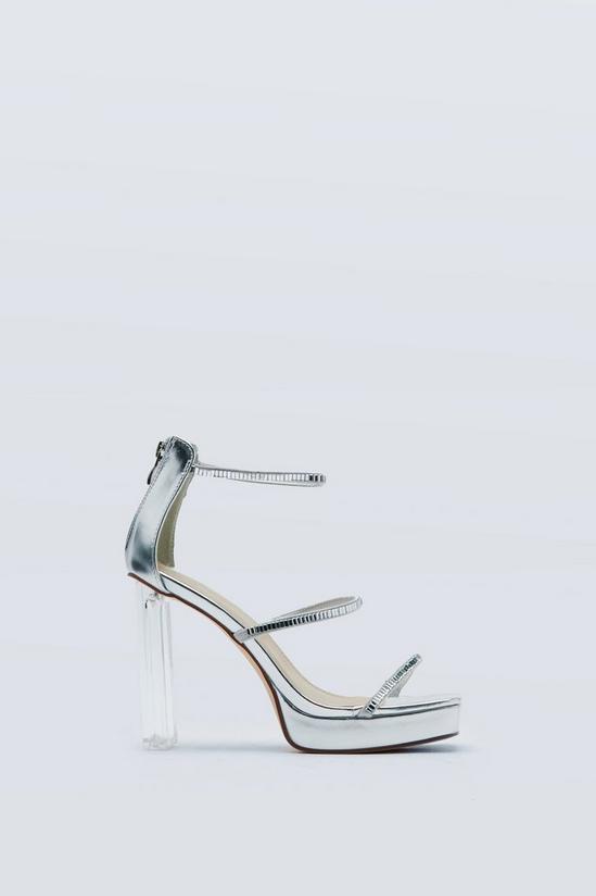 NastyGal Faux Leather Metallic Diamante Strappy Heels 3