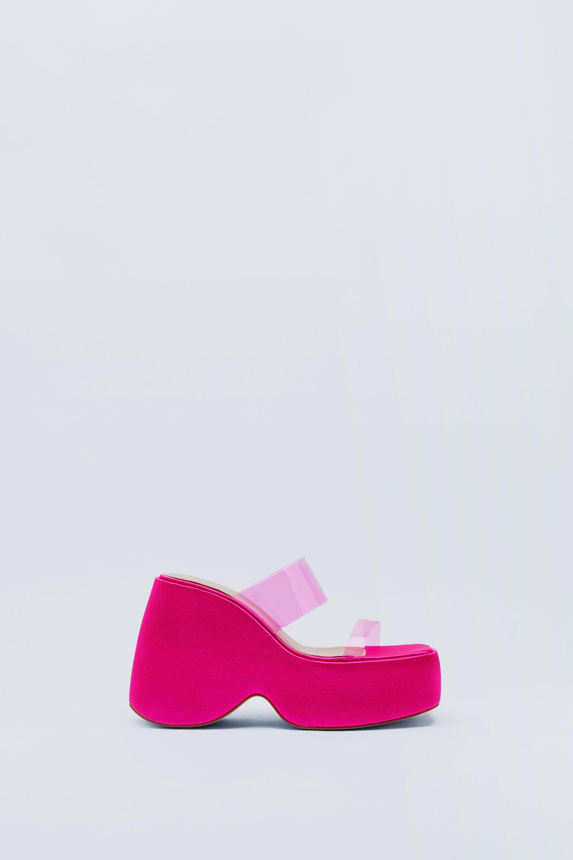 Satin Platform Flip Flop Wedges