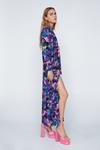 NastyGal Bright Floral Print Knot Front Split Maxi Dress thumbnail 3