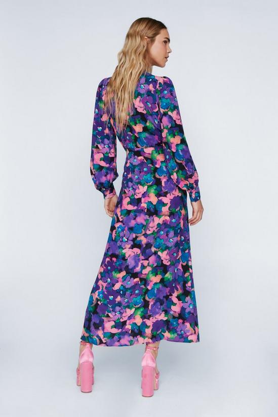 NastyGal Bright Floral Print Knot Front Split Maxi Dress 4