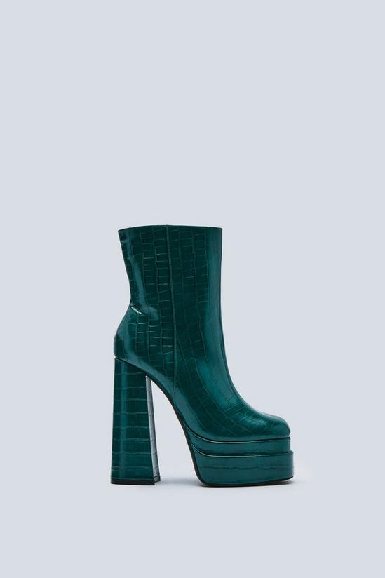 NastyGal Faux Croc Double Platform Heeled Ankle Boots 3