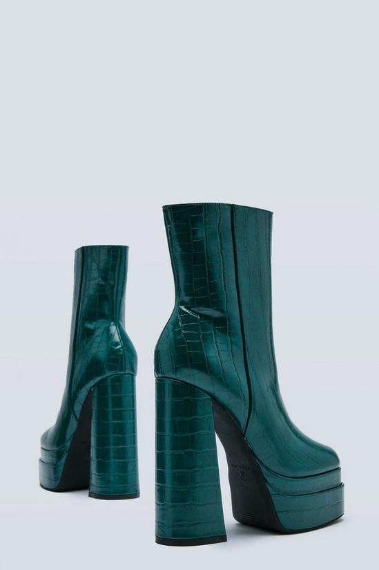 NastyGal Faux Croc Double Platform Heeled Ankle Boots 4