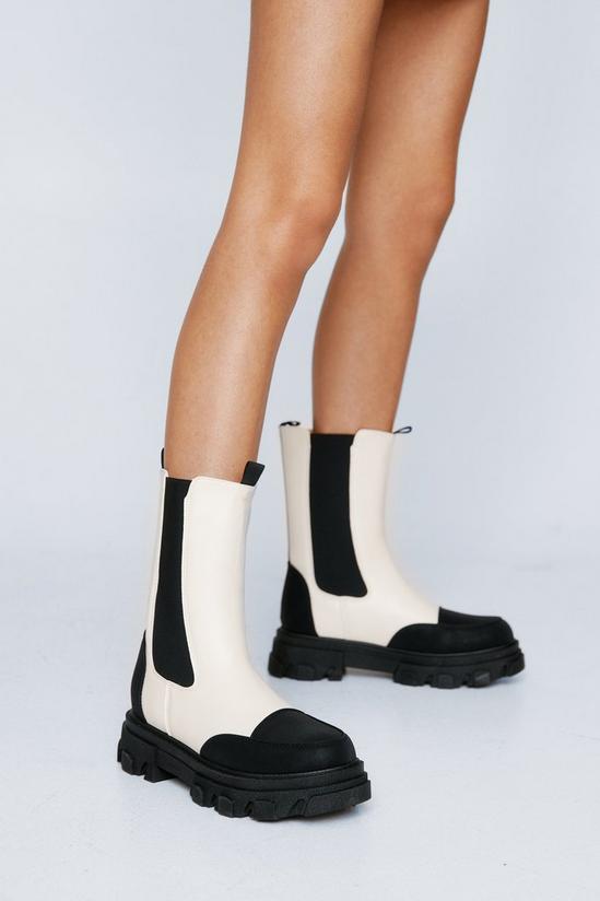 NastyGal Faux Leather Contrast Chelsea Boots 1